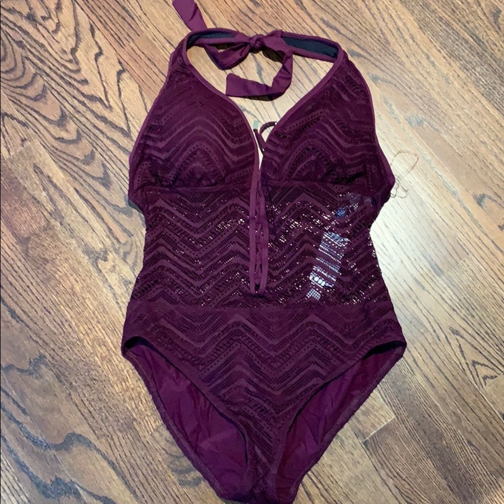 BLUE/ROD Beattie Crochet Bathing Suit